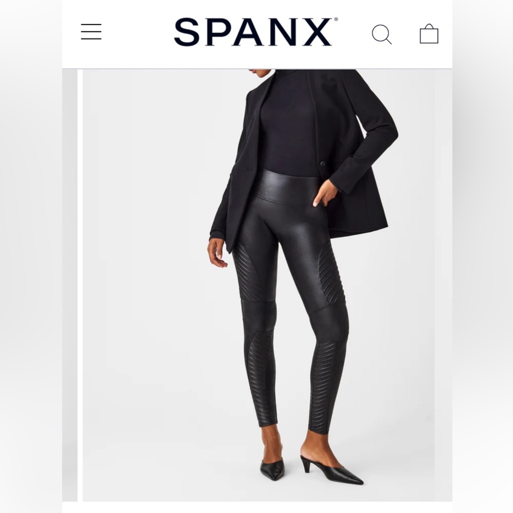 Spanx Faux graphite Moto Leather Leggings
